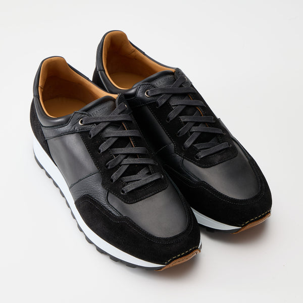 クラシックランナーソール コンビレザースニーカー ブラック| 33933 BL
