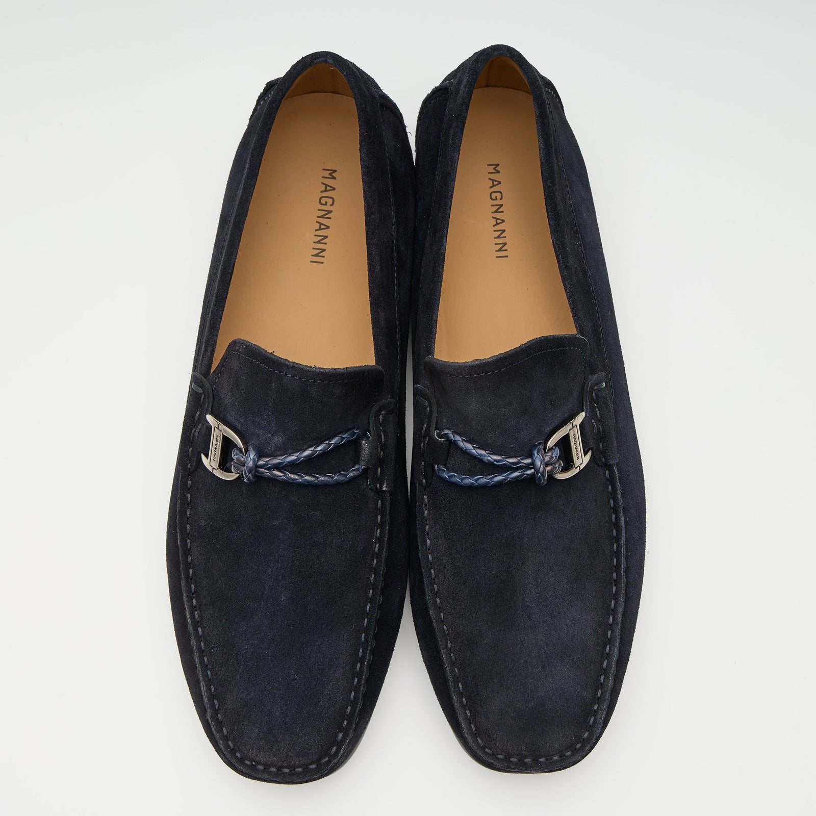 ネイビー チェック柄 レザー ローファー ドライビングローファー スエード ダークブルー | 35965 DBU