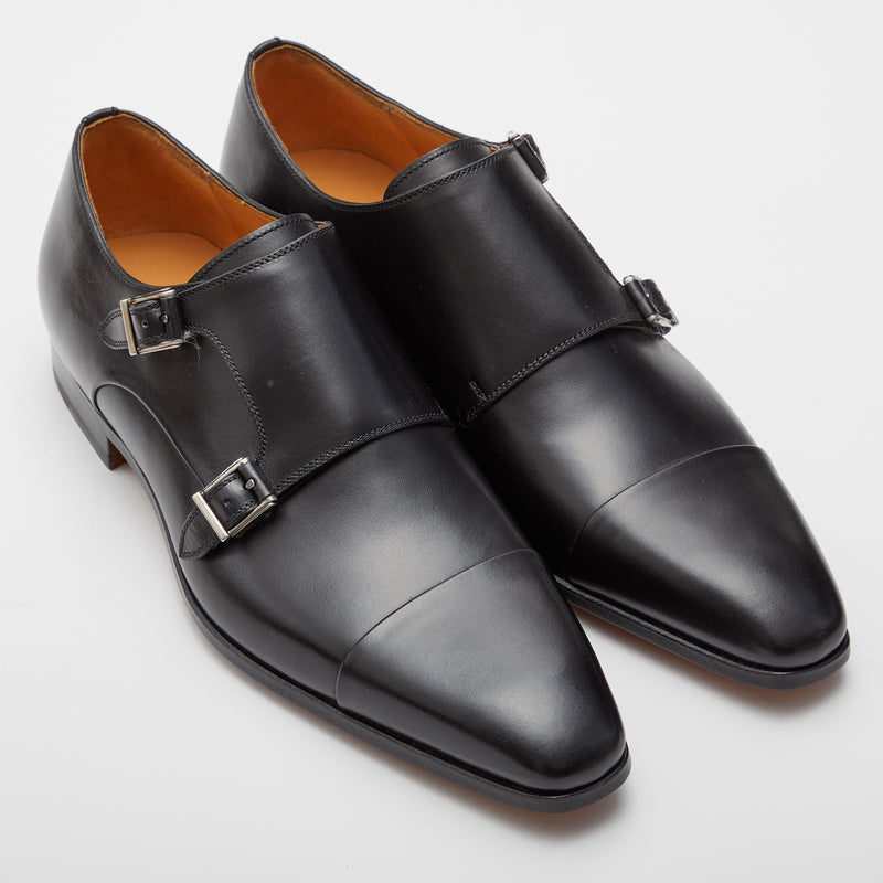 MAGNANNI ダブル モンクシューズ レザー ブラック 18889 www